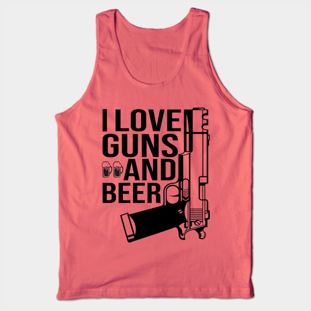 Funny Gun, I Love Guns And Beer, Gun Lover Tank Top by Jakavonis